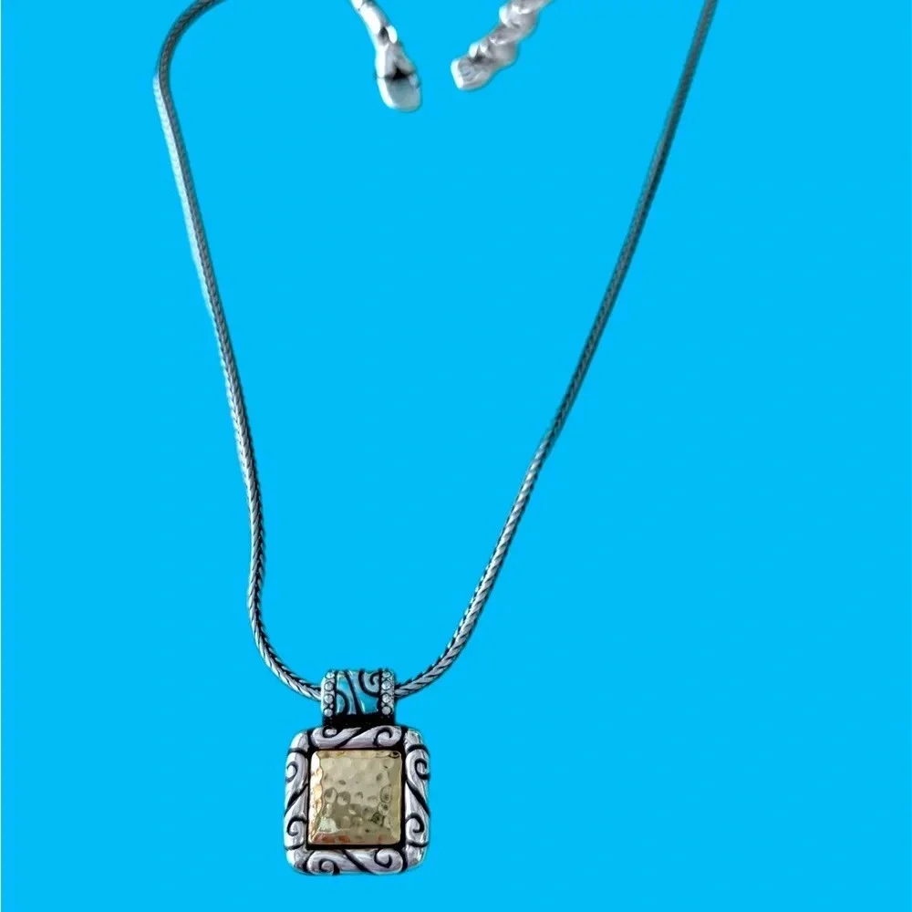 Brighton REGINA Silver Gold Pendant Necklace Reversible beautiful necklace